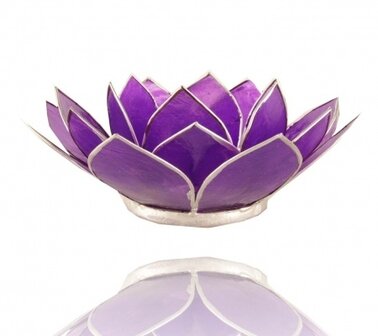 Theelicht houder met gouden rand - chakra 7 - violet