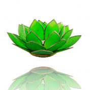 Theelicht houder met gouden rand - chakra 4 - groen