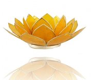 Theelicht houder met gouden rand - chakra 3 - geel citrien