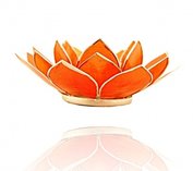 Theelicht houder met gouden rand - chakra 2 - oranje