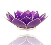 Lotus Theelicht houder met gouden rand - chakra 7 - violet