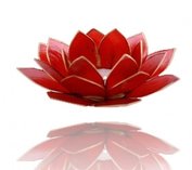 Theelicht houder met gouden rand - chakra 1 - rood