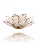 Lotus Theelicht houder met gouden rand - wit